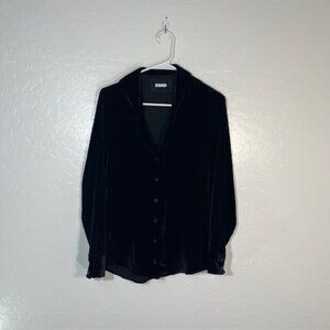 Velvet Reformation Elegant Black Women's Button Down Top